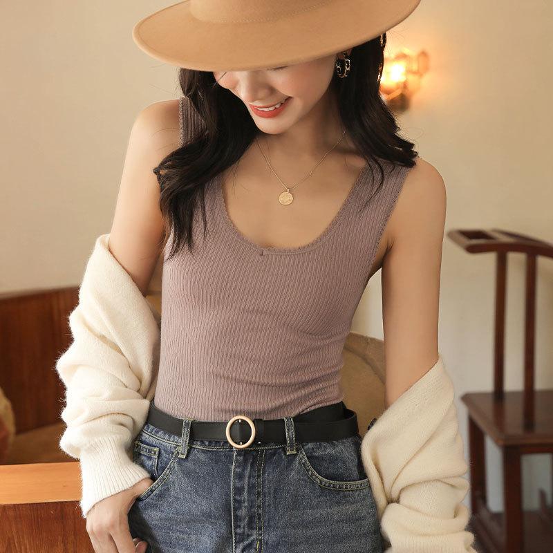 Осенне-зимний утолщенный модальный терможилет женский кружевной дизайн чувственный топ Spice Girl можно носить на улице