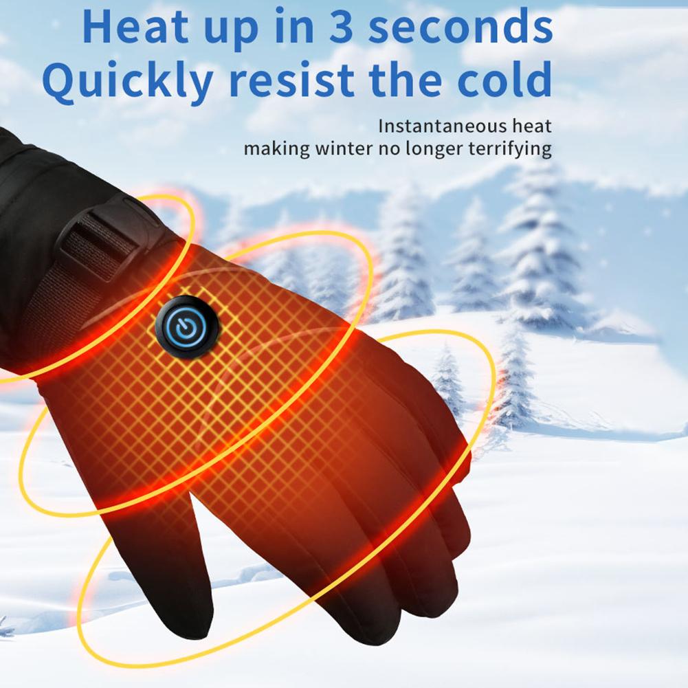DC Rechargeable Winter Warm Electric Heated Gloves Waterproof Heated Motorcycle Gloves Touch Screen Hand Warmer for Women Men