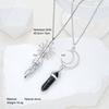 2 Pcs Sun Moon Natural Stone Bullet Pendant Necklack For Men Women Lover Hexagon Pillar Quartz Crystal Stone Column Necklaces