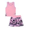 2Pcs Kids Girls Tennis Suit Sleeveless Racer Back T-shirt Top and Elastic Waist Skirt with Built-in Shorts Set for Running Gym Tennis Golf Sportswear