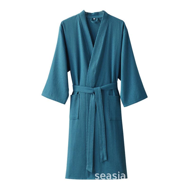 Халат из чистого хлопкового вафельного хлопка Asia: Легкий, быстросохнущий, влагопоглощающий халат унисекс для весны, лета и осени.