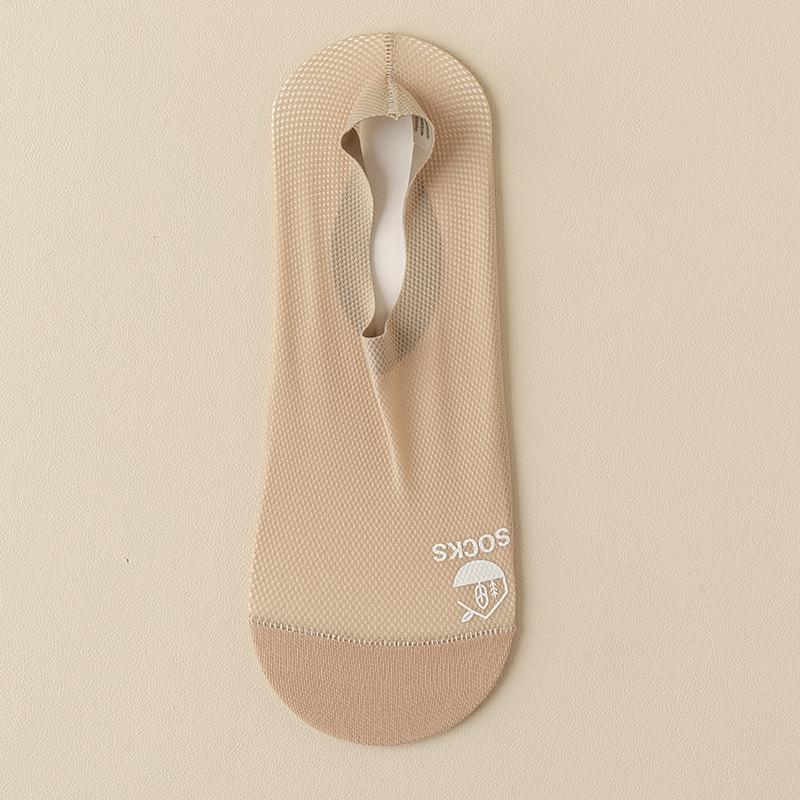 Summer Socks Hollow Out Mesh Breathable Invisible No Show Sock Slippers Solid Color Silicone Non-slip Low Cut Boat Socks