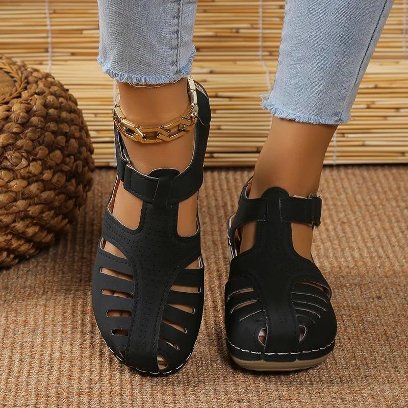 New Summer Women Wedge Sandals Premium Orthopedic Open Toe Sandals Vintage Anti-slip Leather Casual Female Platform Retro Shoes