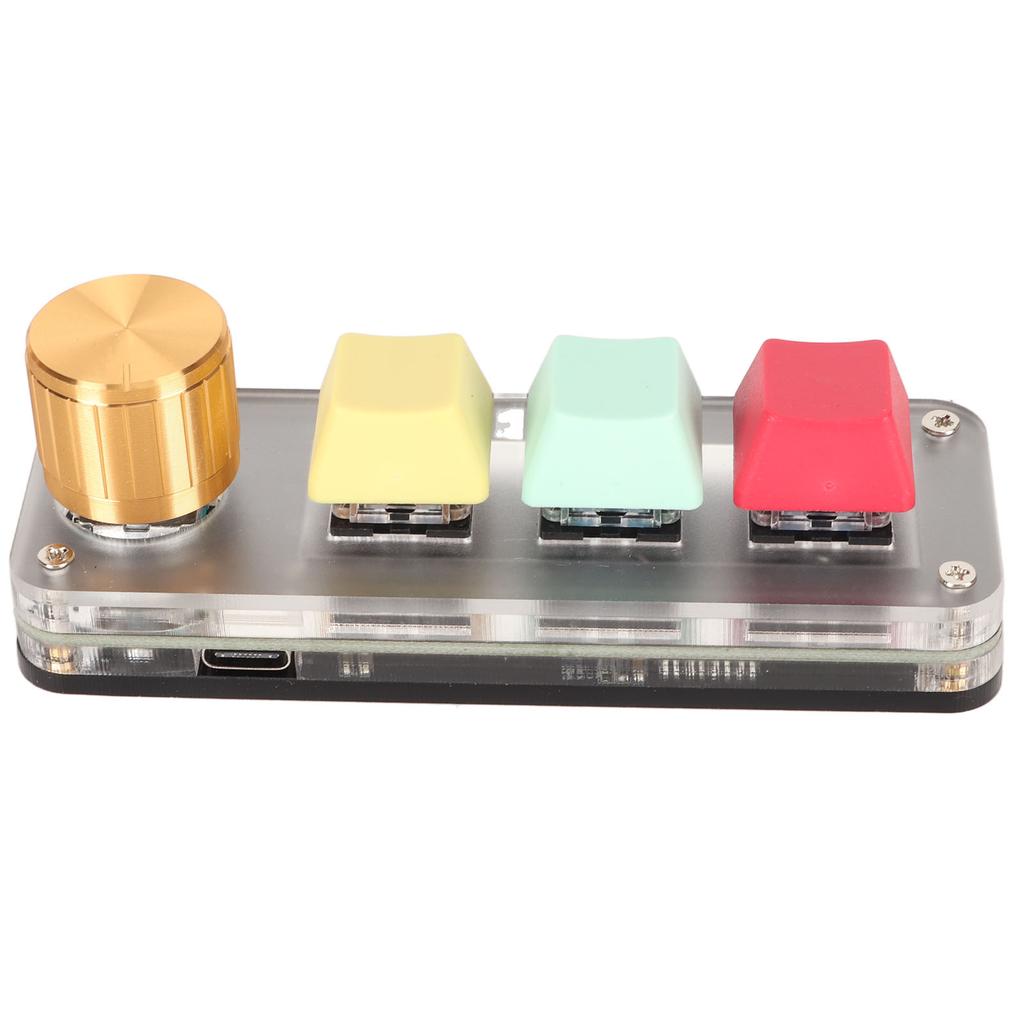 USB 3 Key Keypad with Knob Programmable Type C Wired Connection Blue One Handed Keypad for Gaming