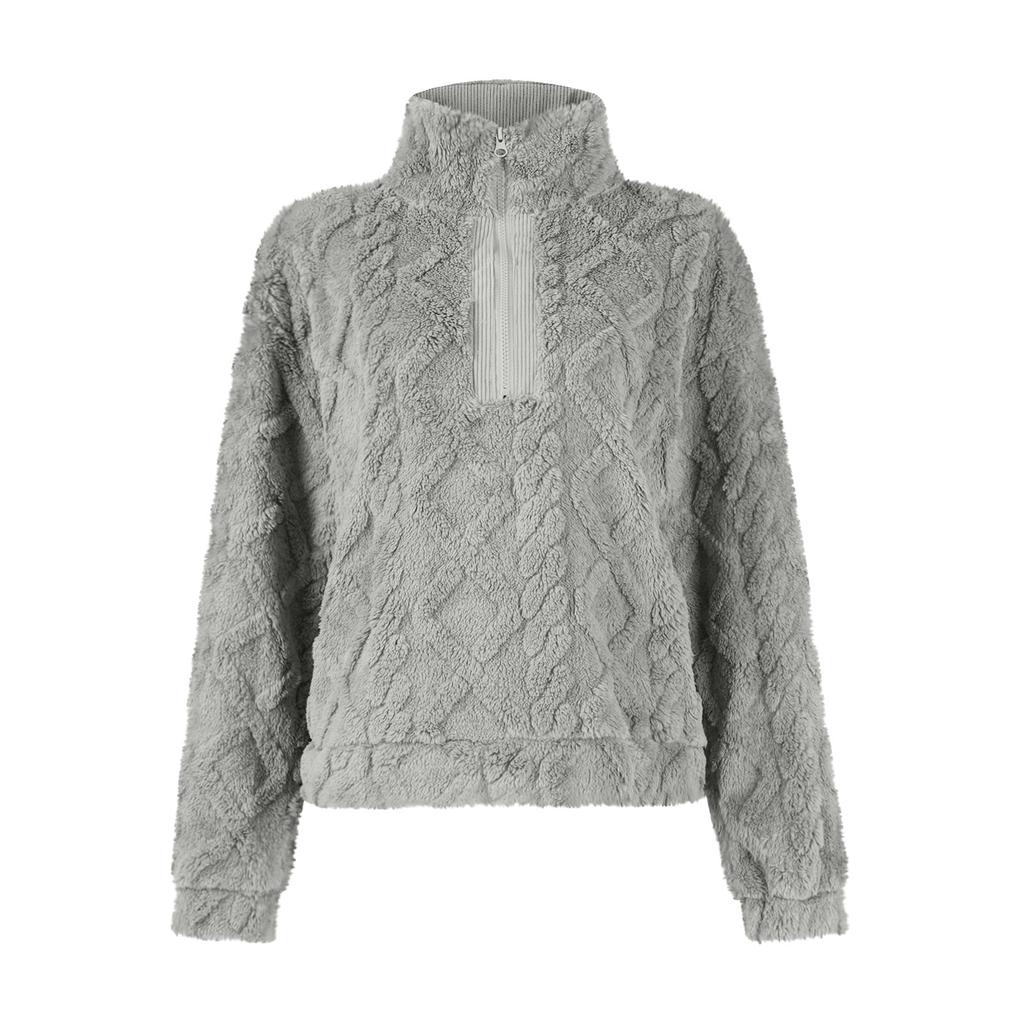 Свободный женский и зимний свитер свободного покроя с круглым вырезом и однотонной толстовкой