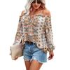 2023 летняя новая женская рубашка с открытыми плечами и длинными рукавами в богемном стиле с цветочным принтом