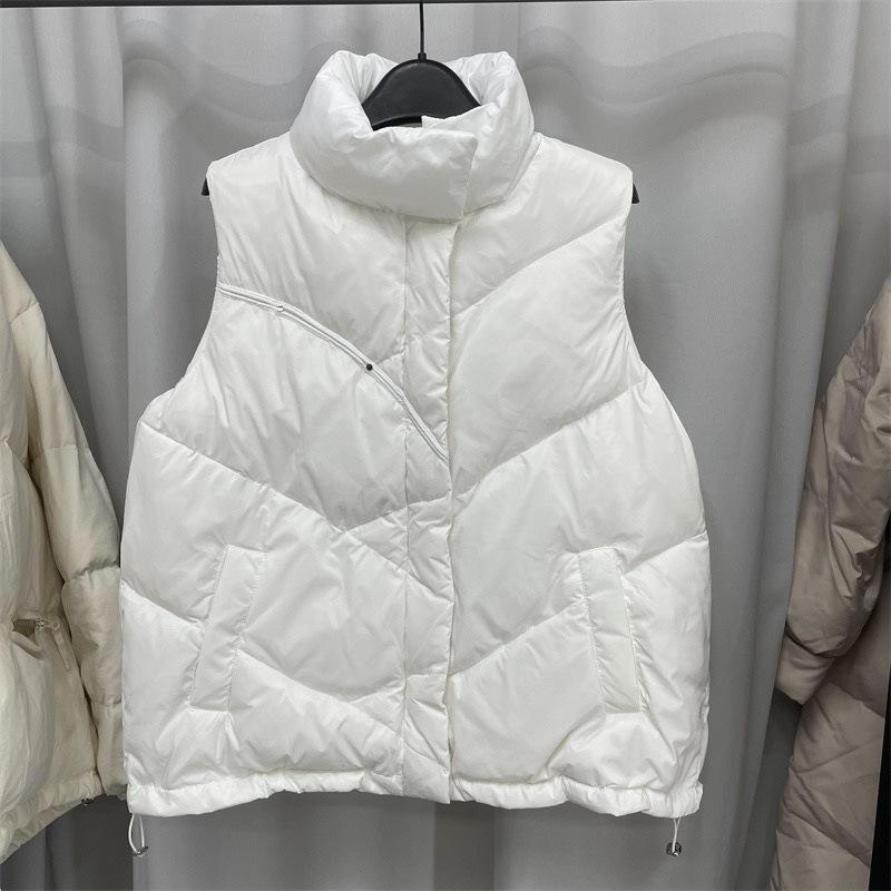 Белый утиный пуховый жилет женский жилет с воротником-стойкой верхняя одежда жилет дизайн чувство нишевый жилет куртка 2024 осень и зима