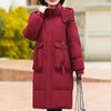 Middle Age Women Winter Long Down Jackets Vintage Plus Size Parkas Hooded Elegant Thick Warm White Duck Down Coats Woman Outerwears