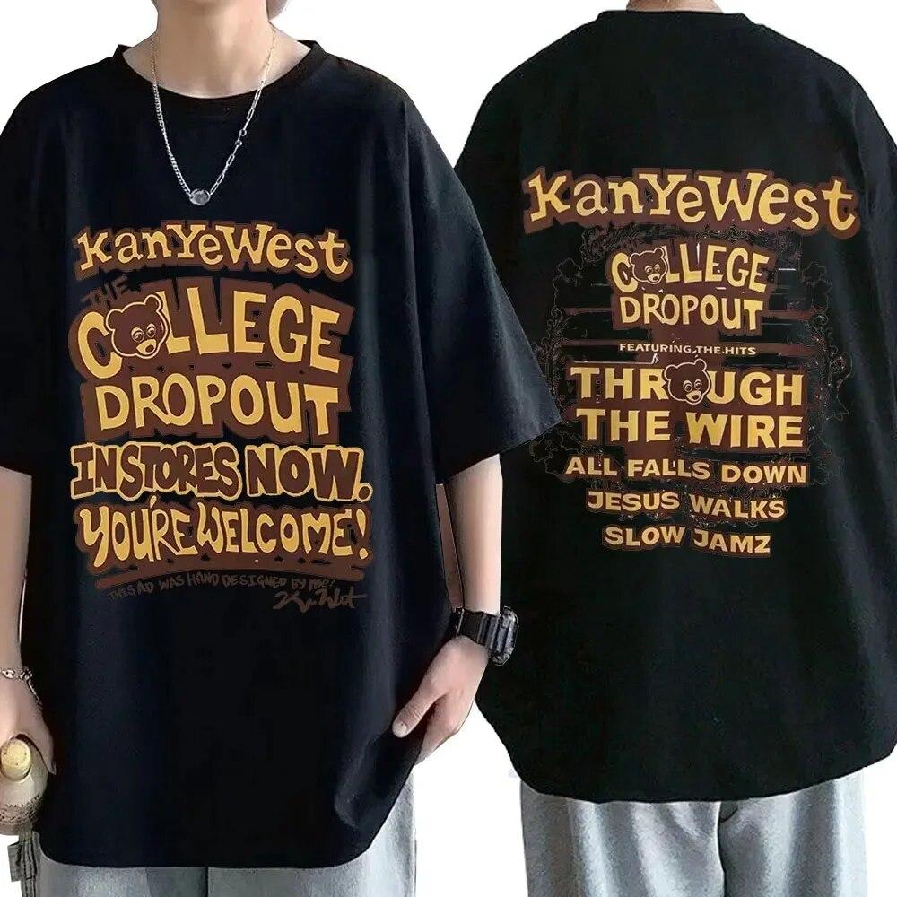 2024 Рэппер Канье Уэст футболка колледжа Dropout футболка с графическим принтом унисекс женские хип-хоп винтажные готические футболки с короткими рукавами