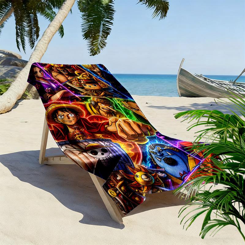 Pirates Anime Art Print Beach Towel, Large Soft Quick Dry Towel for Beach Camping Swimming