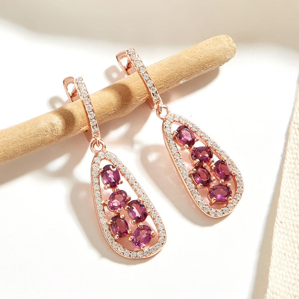 Изысканные ювелирные изделия серебро S925 великолепные серьги с натуральным гранатом родолитом элегантная роскошь для подарка на юбилей и день рождения леди