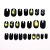 24PCS Cat Eye Press On Nails Short Artficial Nails Reusable Acrylic Nails  DIY Manicure Art