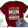Футболка с принтом «Autism Mom Letter», женская, с коротким рукавом и круглым вырезом, свободная, летняя, женская, футболка, топы, Camisetas Mujer