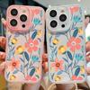 Flowers Pattern Case For iPhone 14 15 Pro Max 13 Pro Lens Protector Shockproof Transparent TPU Soft Silicone Phone Cover Fundas