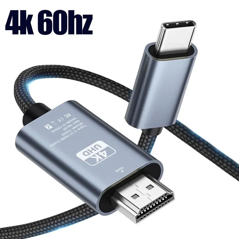 4K 60Hz USB C to HDMI Cable Type C Adapter HDTV Converter Cable for iPhone 15 TV Converter MacBook Air iPad Samsung Laptop