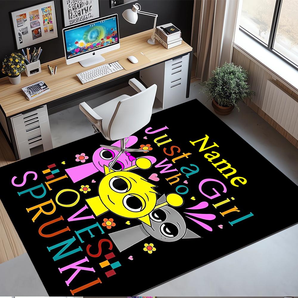 Custom Name Sprunki Printed Carpet,Rug for Office Chair Living Room Bedroom Kitchen Room Decor Gifts.