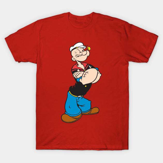 Мужская черная футболка с принтом Popeye, печать на трансферной бумаге без вырезания, хлопковая футболка