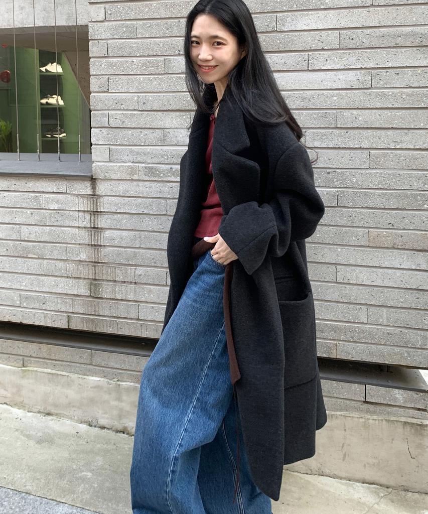 CITYBREEZE Wool Lined Long Coat_Charcoal