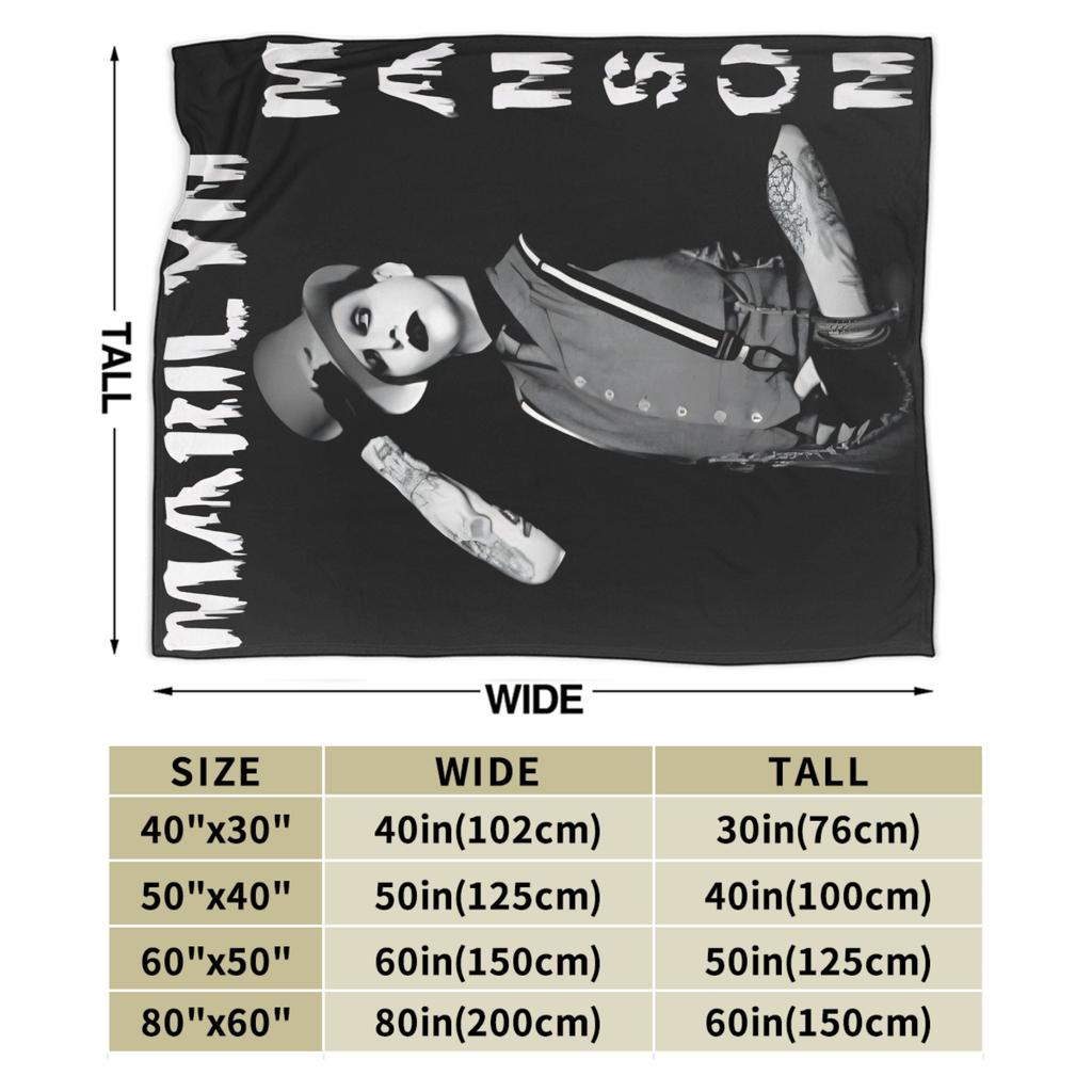 Super Soft Marilyn Manson Music Tour Throw Blanket Premium Flannel Fleece Lightweight Blanket Cozy Fluffy Blankets All Season