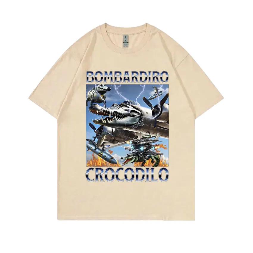 Смешной мем Итальянский маразм Бомбардиро Крокодил Крокодил Самолет Бомбардировщик Футболка Мужская Женская Повседневная Хлопковая Винтажная Юмористическая Футболка