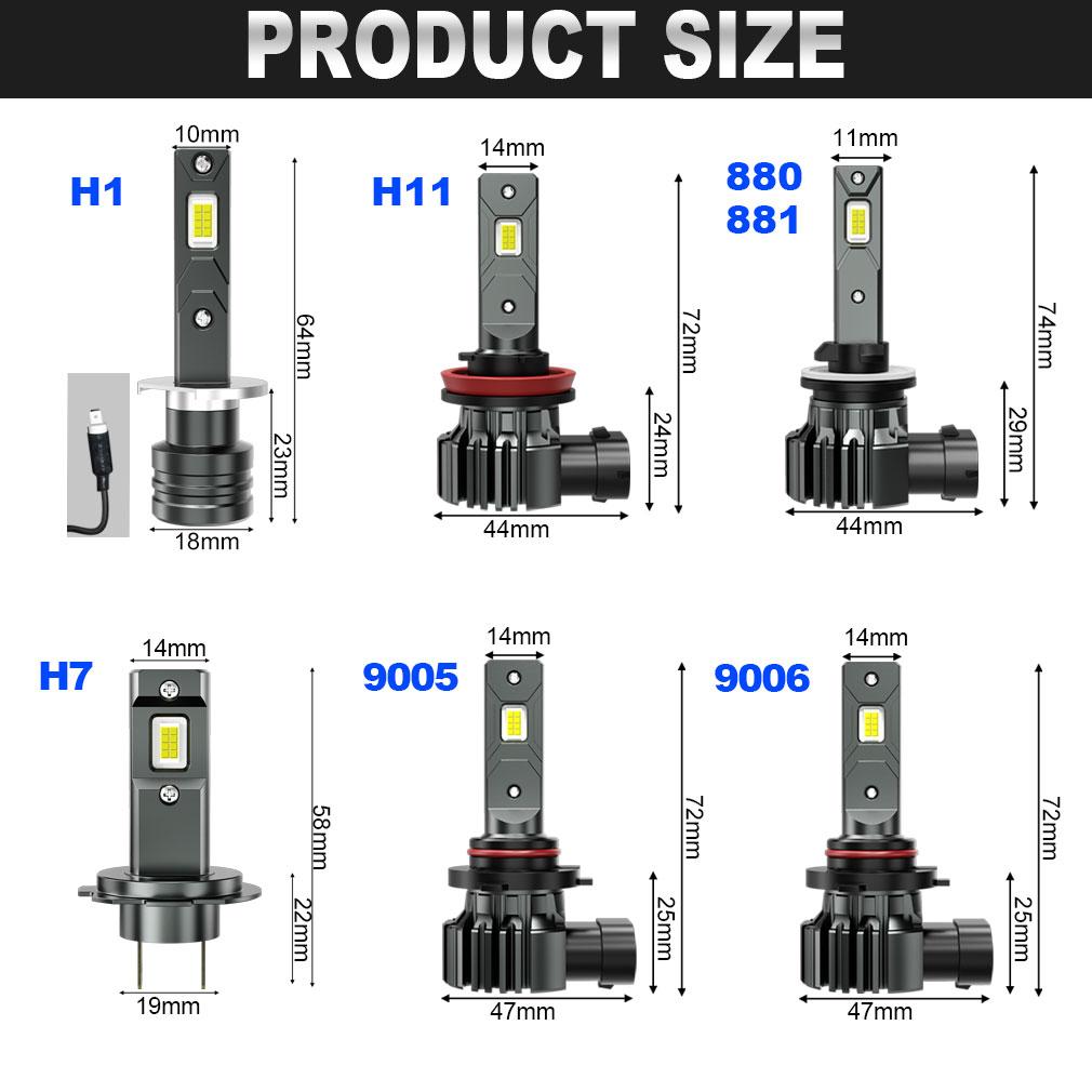 2Pcs 20000LM H8 H11 LED Fog Bulbs 9005 HB3 9006 HB4 H16 JP Fog Light Canbus Fanless Mini 880 881 White 6500K CSP for Car Auto DRL Driving Lamp