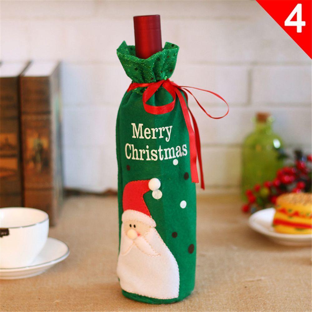 Colorful Snowman Santa Claus Champagne Package Dinner Table Decor Christmas Wine Bottle Cover Bag