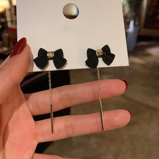 1 пара женских серег, съемные подарочные легкие стильные милые женские серьги с черным бантом, модные украшения