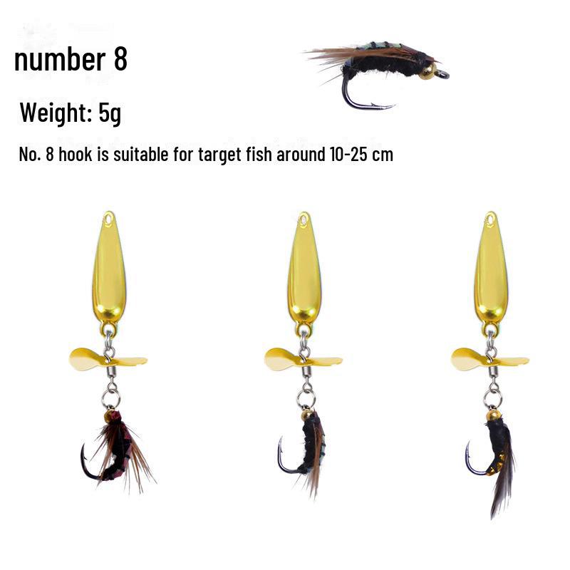 Набор для ловли рыбы нахлыстом в стиле кунг-фу: Вращающийся пропеллер, семена дыни, крючок с блестками, искусственная микроприманка, белая приманка Horse Mouth