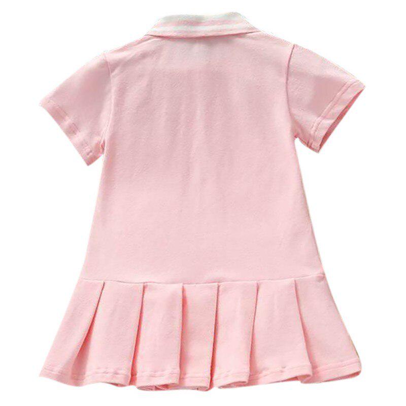 Summer Casual Baby Girls Cartoon Animal Pattern Short Sleeve Dress Kids Toddler Pageant Sundress