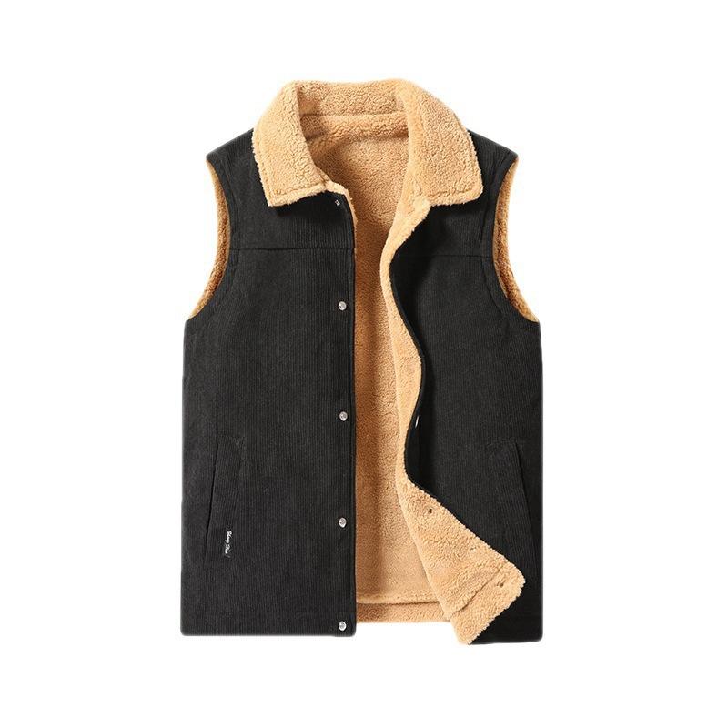 Plus Size Autumn and Winter Lambhair Vest, Thick Vest, Corduroy Vest, Men's Jacket, Lapel, Workwear Vest