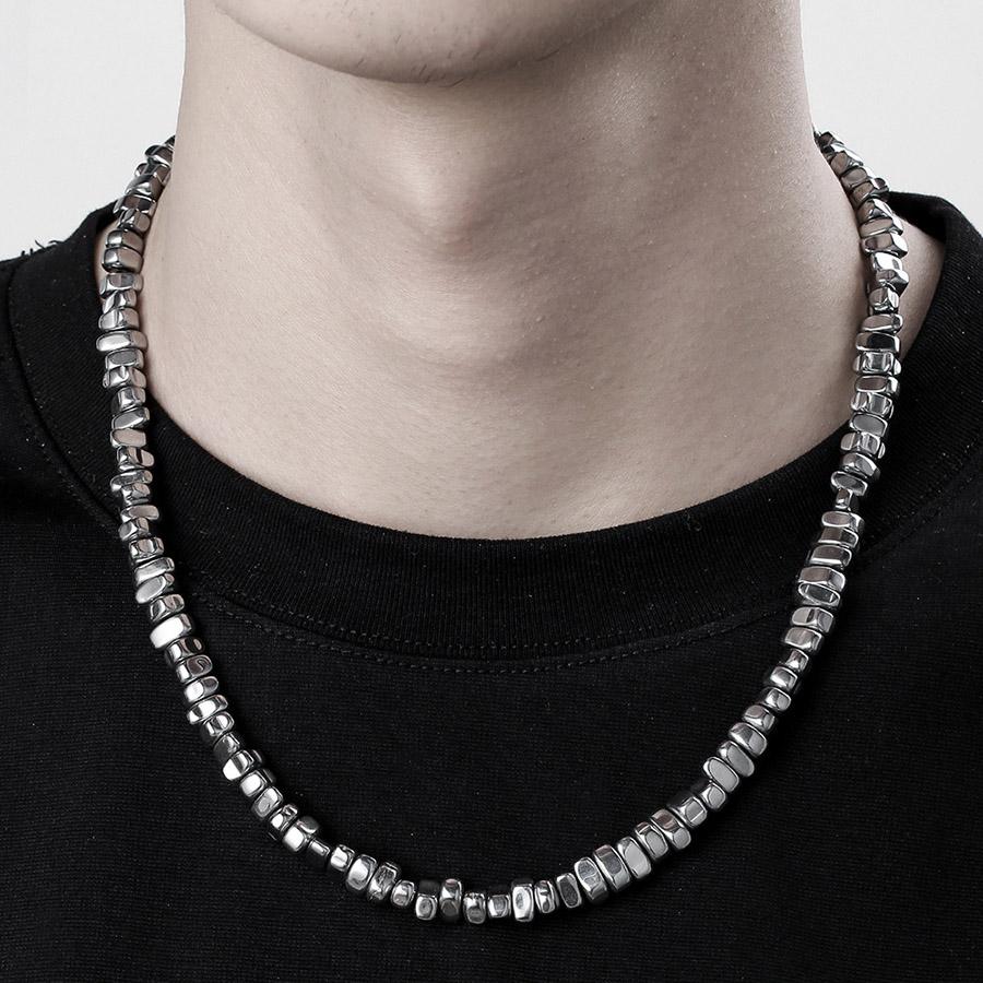 Модное мужское ожерелье из натурального гематита 8 мм, неправильной формы, 18 дюймов, короткое, исцеляющие украшения, повседневные аксессуары, подарки для парня