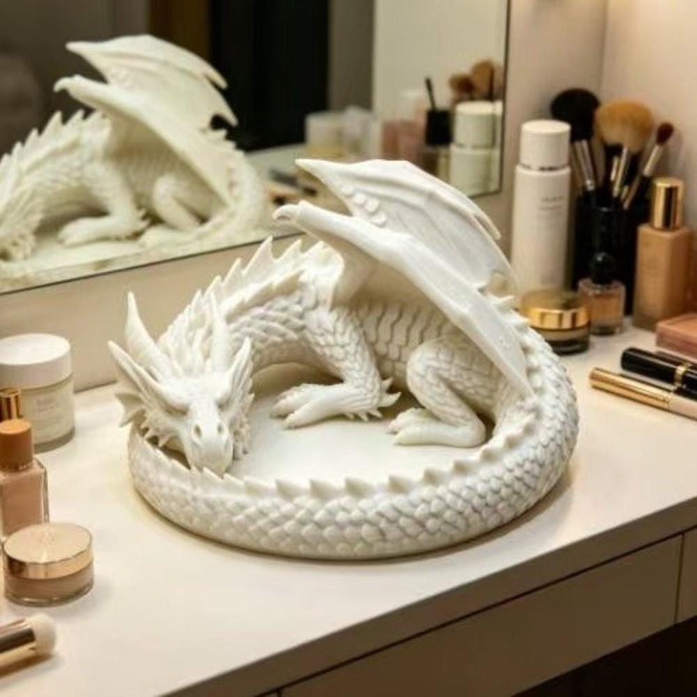 Gothic Dragon Guardian Catchall Dish 3D Printing Dragon Shaped Trinket Bowl  Home Decor