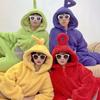 Kids Autumn Winter Hooded Teletubbies Cartoon Anime Onesie Boys and Girls Flannel Loungewear