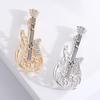 Retro Versatile Ladies Brooch Exquisite Rhinestone-studded Guitar Design Hollow Collar Corsage Buckle Pin Brooch