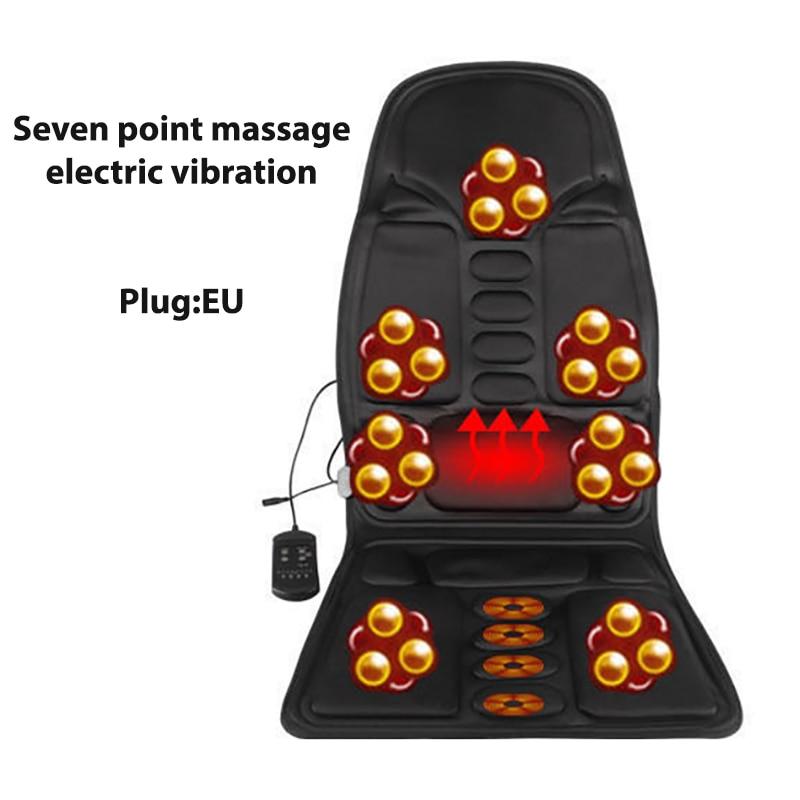 Автомобильное электрическое массажное кресло с подогревом, вибрационный массажер для спины, подушка для стула, домашний офис, облегчение боли в пояснице с пультом дистанционного управления