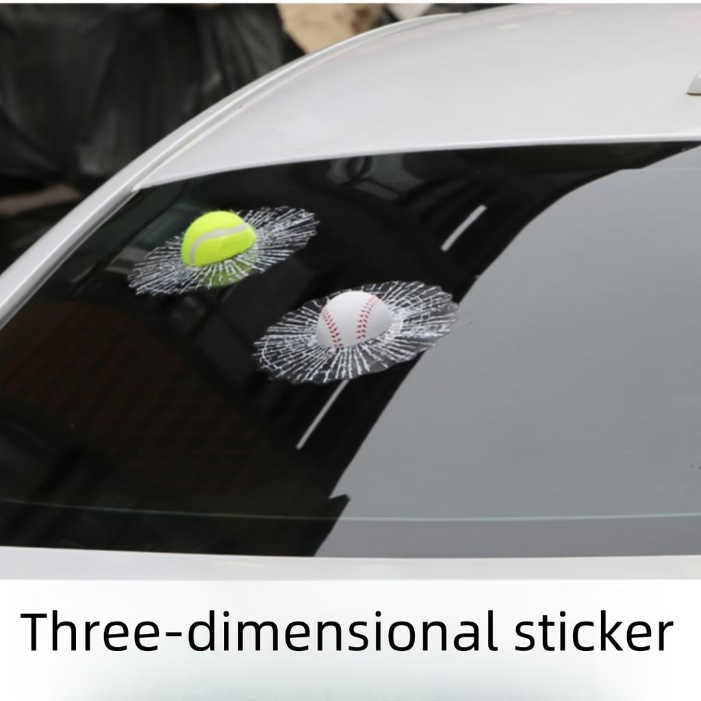 Tennis Car Stickers Creative Stickers, Personalized Baseball Golf, Rear Window Decorative Windshield Car Stickers, Three-dimensional Trend Stickers