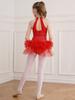 Kids Girls Ballet Jazz Dance Performance Ballerina Costume Sleeveless Fancy Skating Leotard Tulle Skirted Gymnastics Unitard