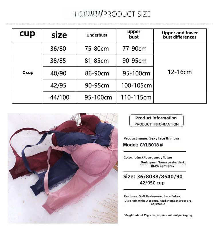 Women's Thin Push-Up Bras - Large Size, No Sponge, Comfortable, Anti-Sagging Design