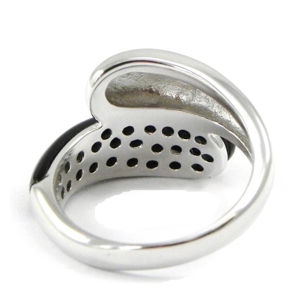 Серебряное кольцо 'Chorégraphie' серебристо-черная керамика