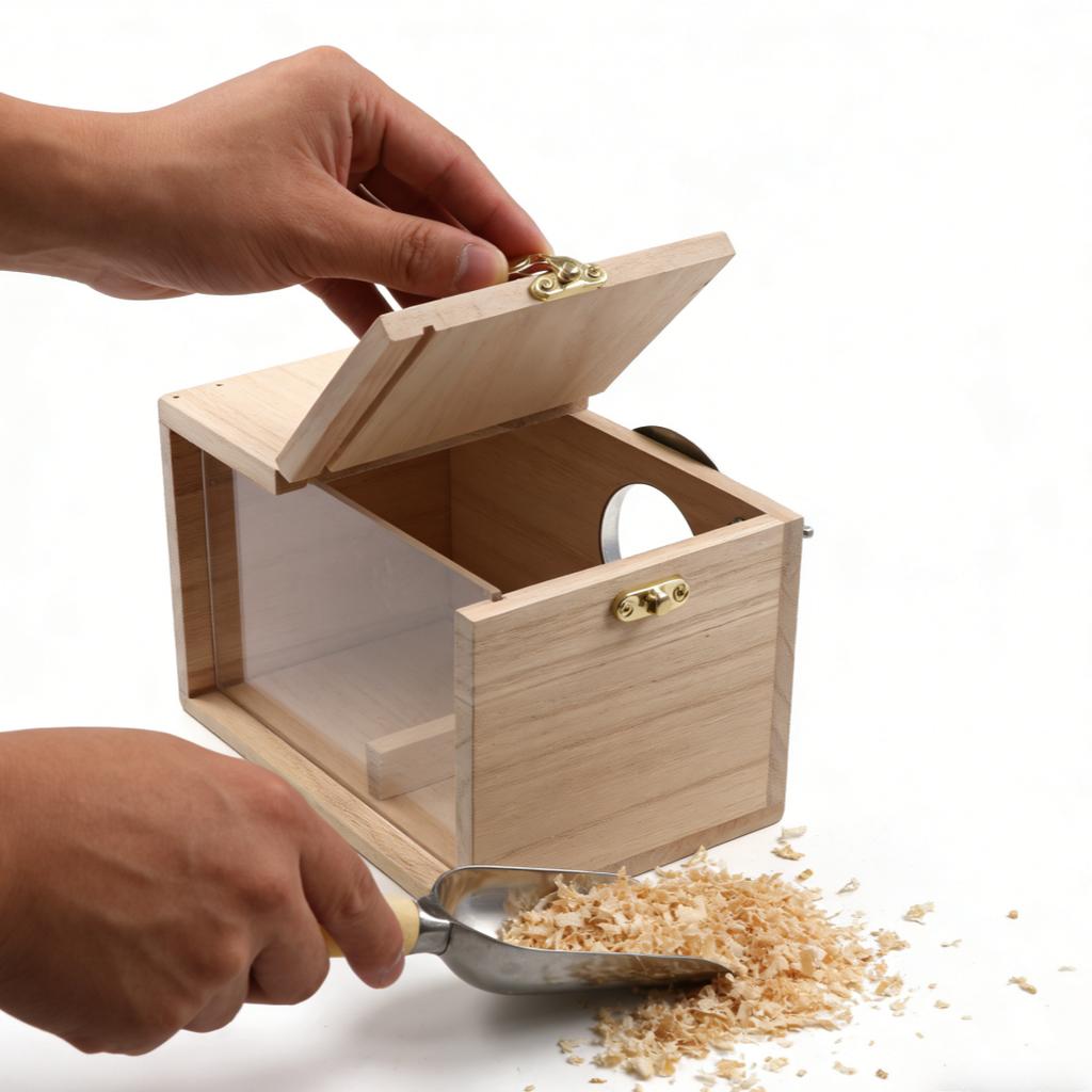 Wooden Parrot Breeding Box with Transparent Window Bite Resistant Removable Bird Nest House Breeding Cage for Parakeet Lovebird