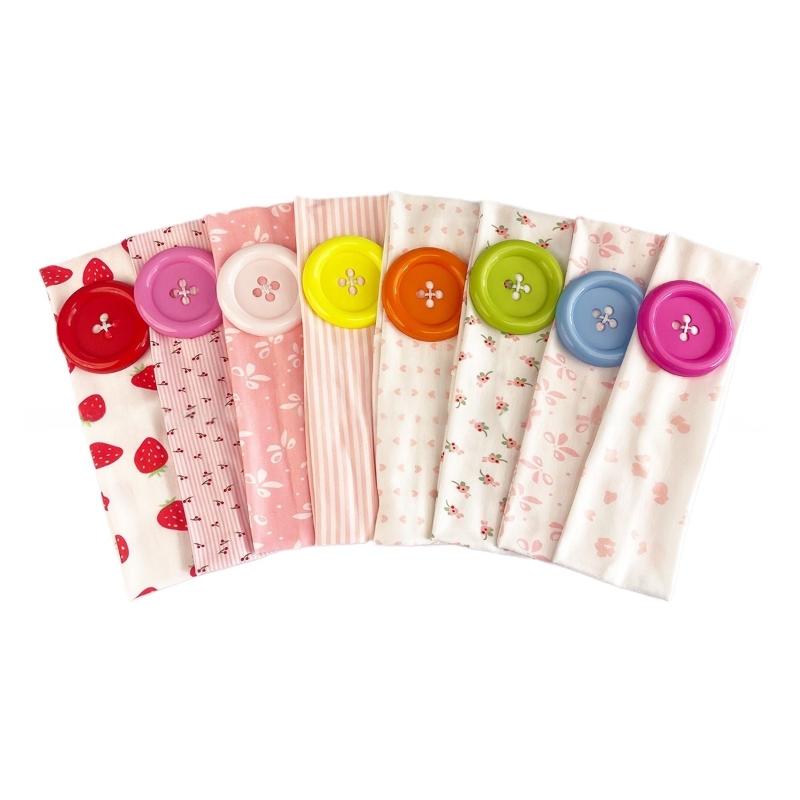 Retro Ins Style Cute Print Button Headband Fashion Women Y2K Sweet Cool Hair Accessories Cute Sweet Dating Hair Band