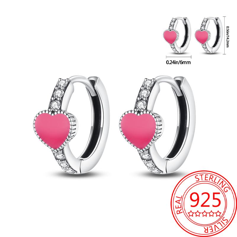 Pink Series 925 Sterling Silver Romantic Flower Butterfly Unicorn Tulip Geometry Earrings Boutique Fine Jewelry Gifts for Women