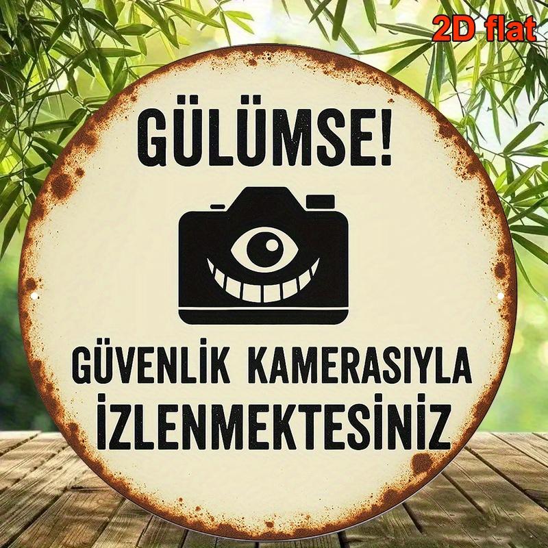 D Flat D Flat A Turkishstyle Round Aluminum Sign Measuring xinch Featuring Vintage Decoration Related to Surveillan