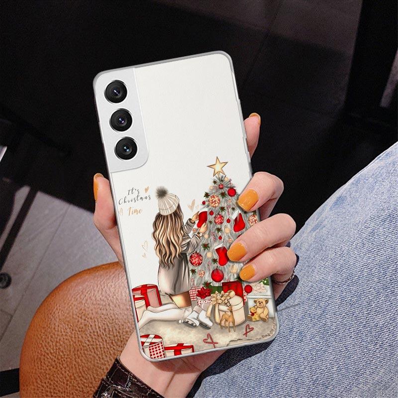 Christmas Girls Tree Gift Phone Case For Samsung Galaxy S24 S25 Edge S26 Ultra S23 S22 S21 Plus S20 FE + Personalized Print Cove