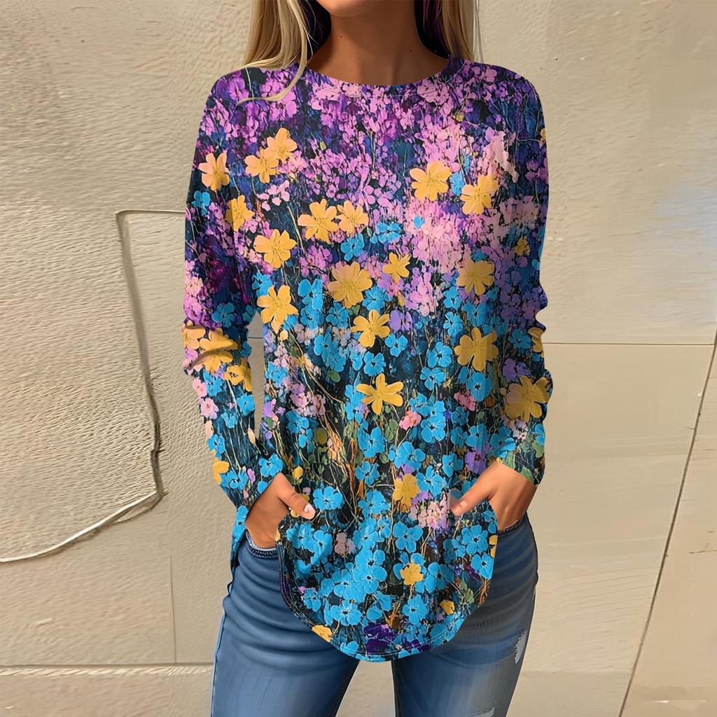 Футболки для женщин, осенние повседневные рубашки с длинным рукавом, толстовка, винтажный топ с графическим принтом, пуловер