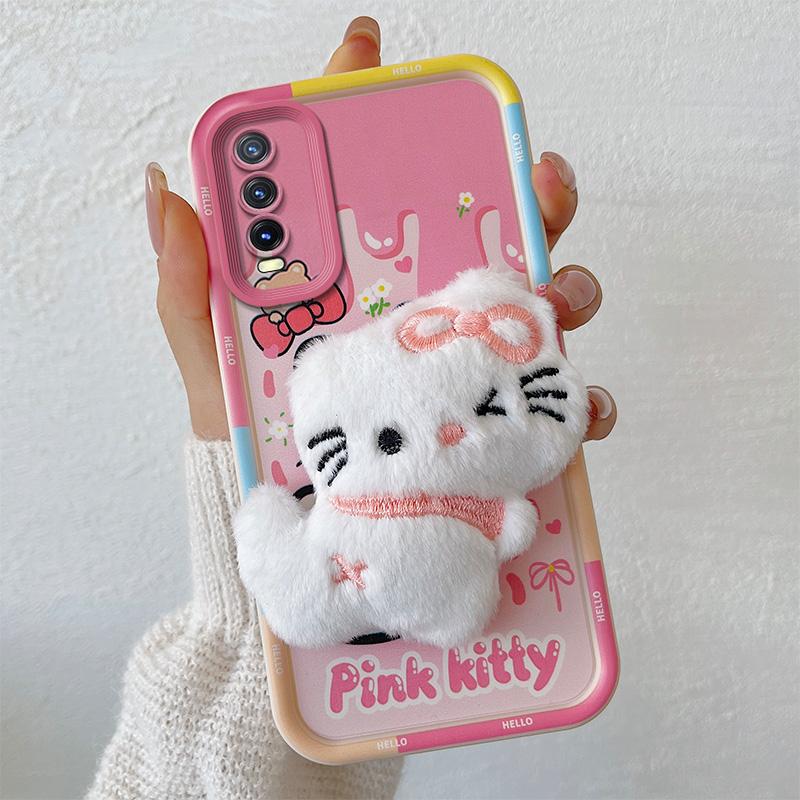 KEYSION Милый 3D мультяшный плюшевый чехол для VIVO Y20 Y20sG Y20i со шнурком Мягкий силиконовый противоударный чехол для телефона VIVO Y12S