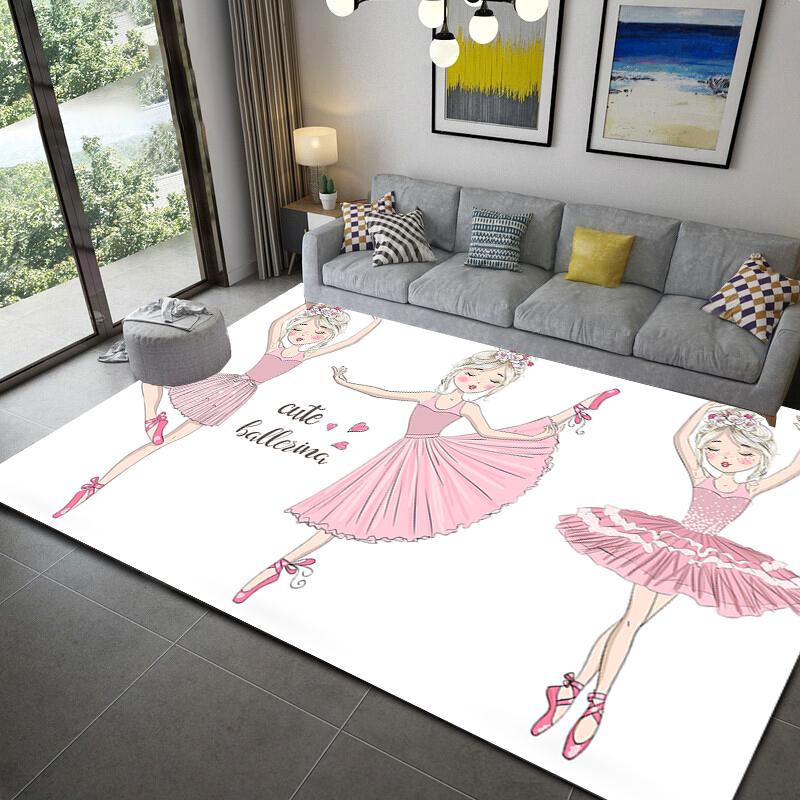 Cartoon Ballet Girl Cute Area Rug Kid Bedroom Game Floor Mat Memory Foam Girl Room Play Carpet for Living Room Decoration