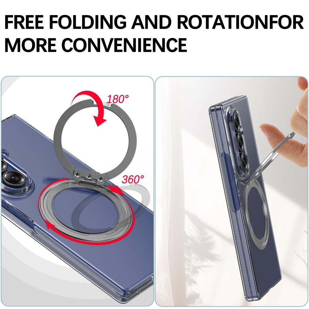 Для Samsung Galaxy Z Fold 7 Чехол Жесткий Прозрачный 360 Кольцо-подставка Магнитный Защитный Задняя крышка Чехол Для Z Fold7 Оболочка телефона