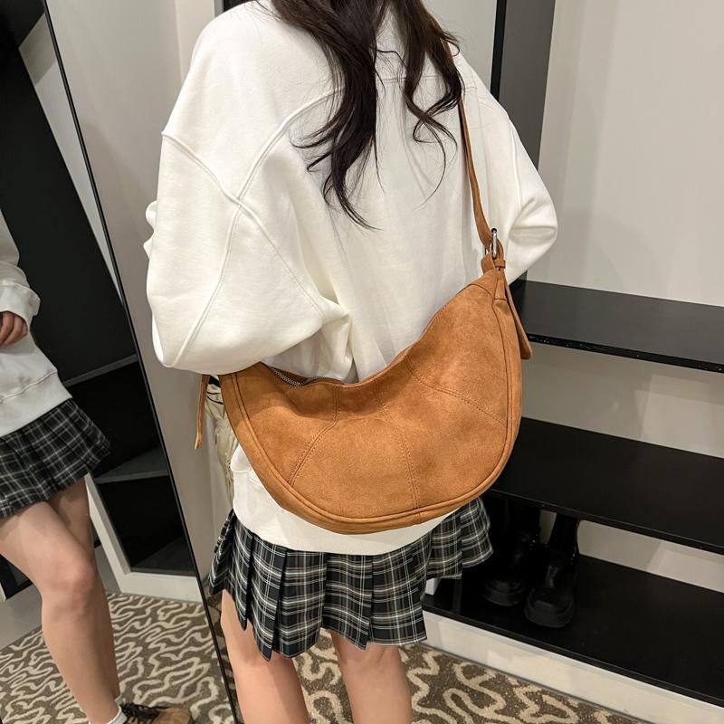 Женская мода искусственная замша мягкие сумки и кошельки винтаж 2024 зима новый тренд Y2K подмышечная сумка женская сумка через плечо