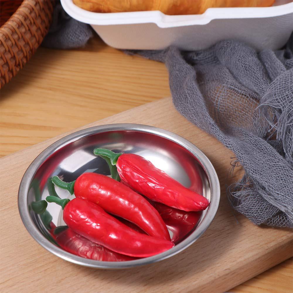 Stainless Steel Food Snacks Seasoning Dishes Silver Appetizer Condiment Tray Dessert Dish Salt